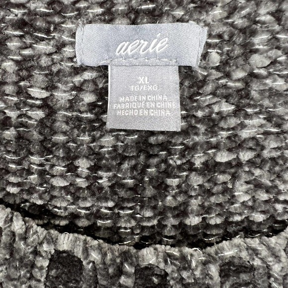Aerie Women's Gray Chenille Long Sleeve Chunky Knit Pullover Sweater Sz XL - Picture 6 of 9